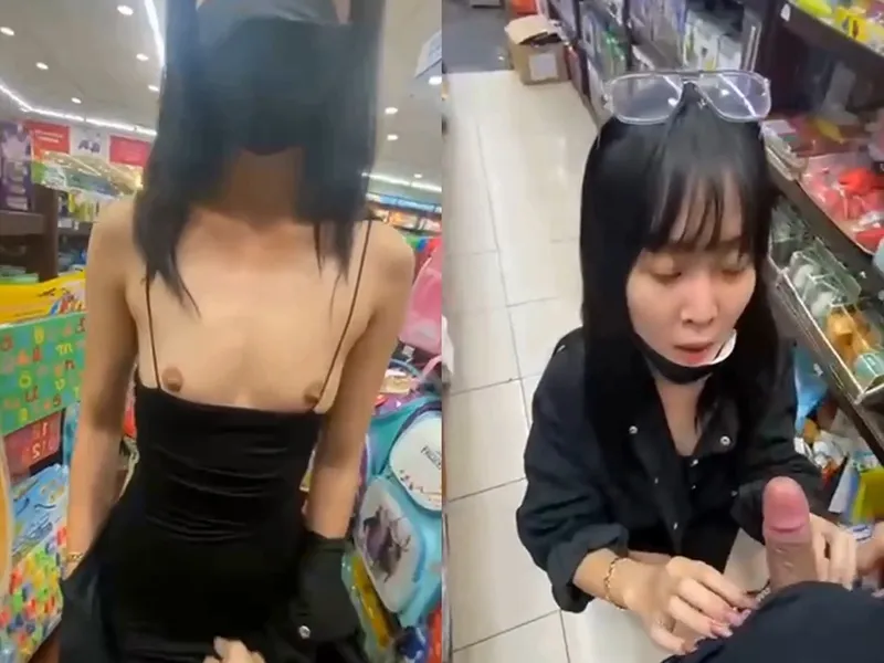 đi nhà sách em mặc mỗi cái quần lót còn đòi anh liếm củ khoải p1